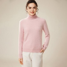 正品七针双股加厚高领100%纯山羊绒衫女宽松毛衣套头针织打底冬季