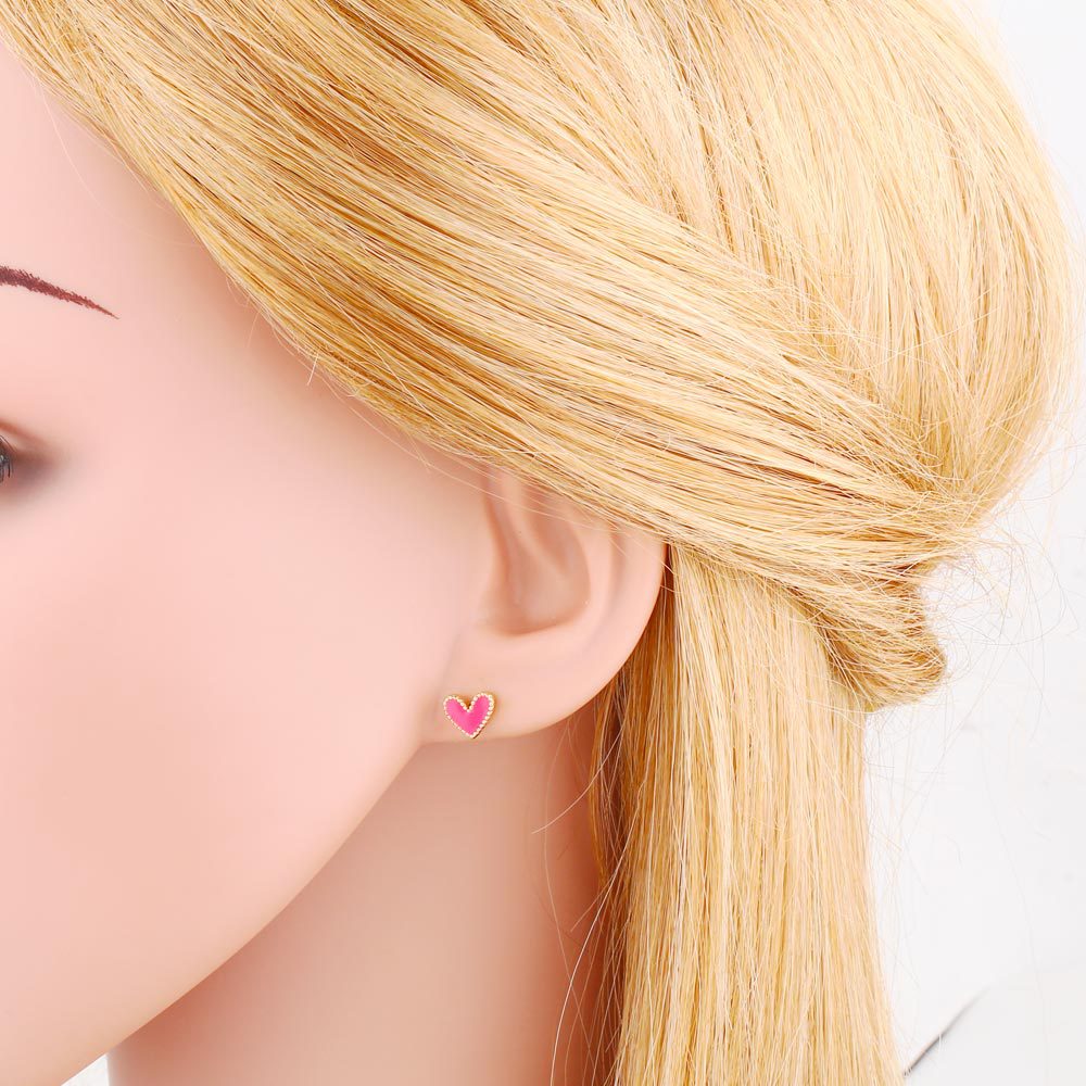 Fashion Heart Shape Copper Plating Ear Studs 1 Pair