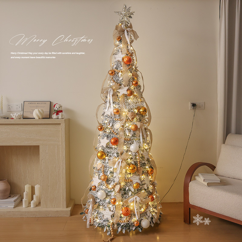 Transfronterizos nuevos sin instalación plegable luminoso paquete de árbol de Navidad blanco retráctil decoración de Navidad decoración