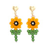 Design woven glossy crystal handmade, earrings, European style, simple and elegant design, flowered