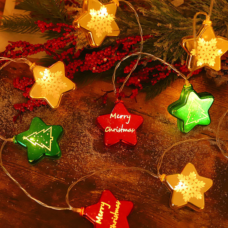 LED de Navidad lámpara decorativa galvanizada decoración bola ventana de árbol de Navidad diseño de estrellas de lámpara de diseño de cuerda de lámpara de bola
