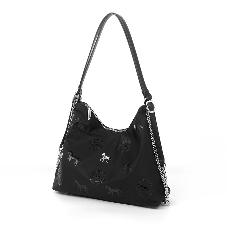 Bolso de impresión de superficie suave casual para mujer de tela de nailon Bolso de axila con cremallera de estilo europeo y americano de alta gama LP7236 #