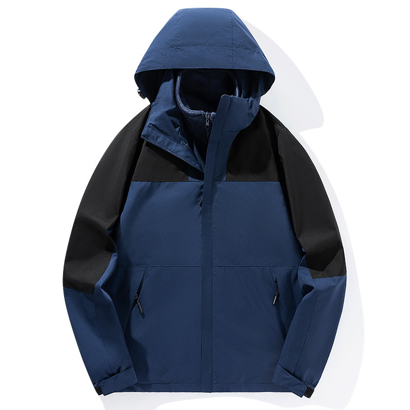 2023 invierno nuevo traje de asalto 3 - en - 1 para hombres y mujeres engrosado dos piezas juego de ropa al aire libre a prueba de viento, agua y lana