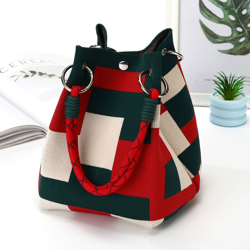  knitted red capacious universal shoulder bag
