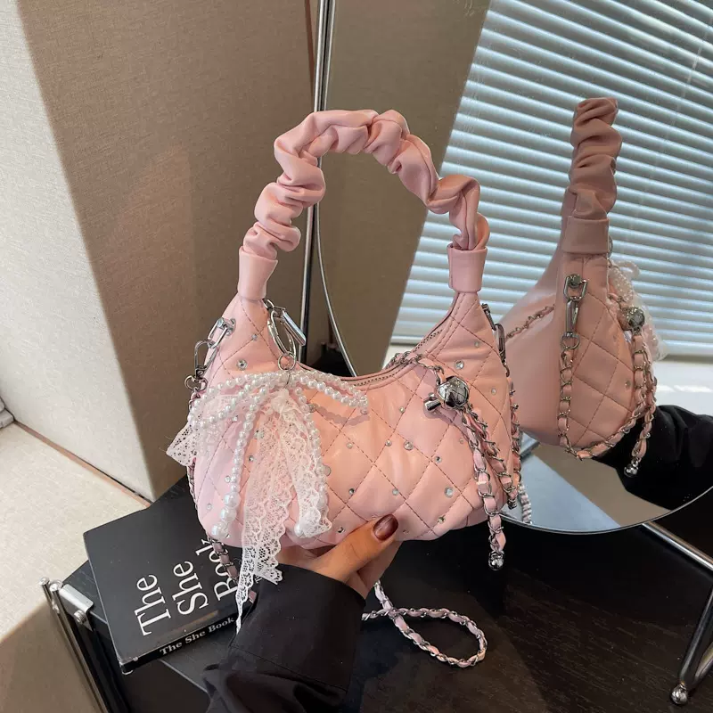新款菱格链条包女2025外贸小众设计小方包时尚流行高级感女包bags