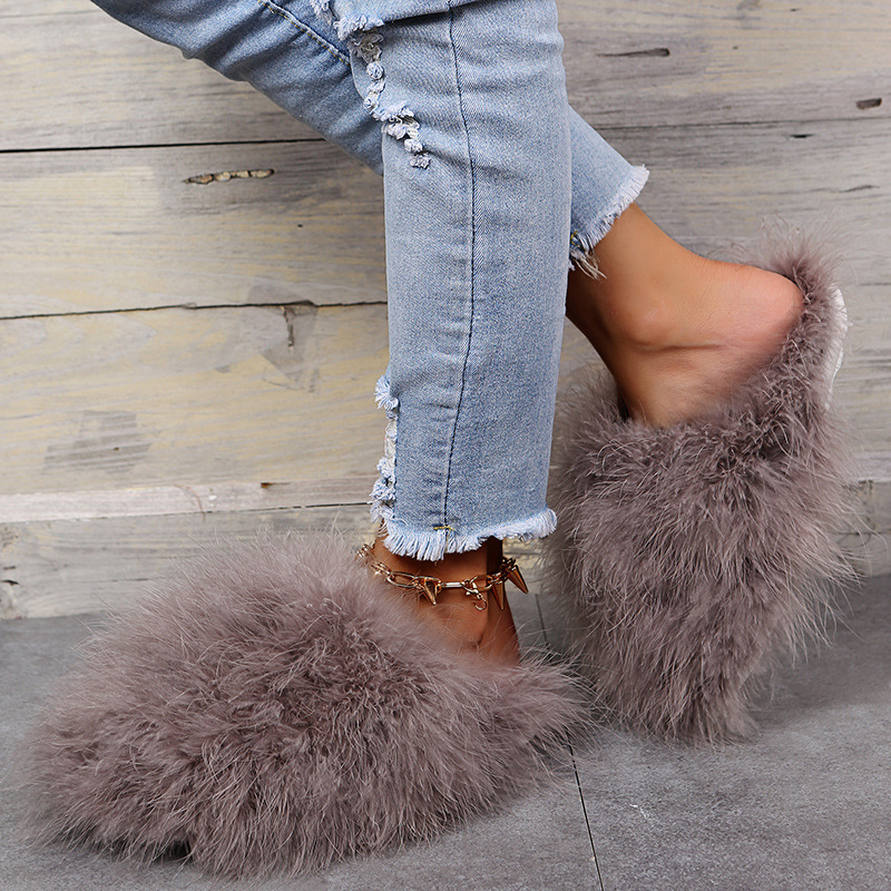 Solid Color Thicken Plush Slippers NSKJX112133