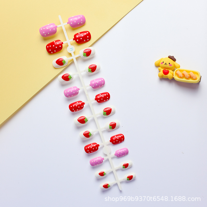 Desmontable lindo de los niños uñas 24 piezas de uñas de belleza de uñas de los niños pieza de uñas falso parche de uñas para el comercio exterior