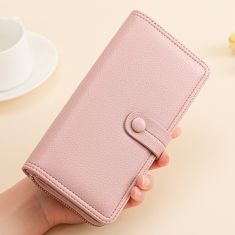 New Women's Wallet Long Fashion Zipper Buckle Wallet Multi-Card Bag Cross-Border High-Level Women's Coin Purse Bag