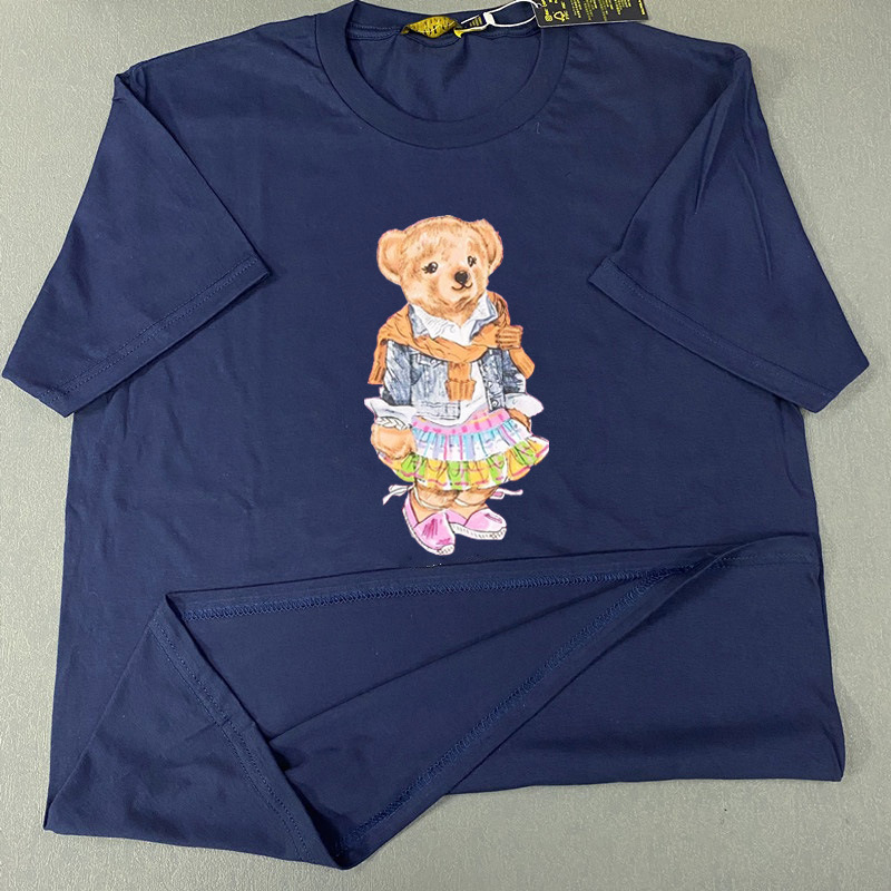 New Popular Model Lotte Polo Bear T-Shirt, Thin and Breathable T-Shirt, Casual Couple T-Shirt, Shoulder-Hanging Sweater Bear Cotton T-Shirt