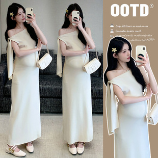 Personalized Western Style Maternity Dress for Summer French Style Temperament Slim-fit Maternity Dress New Style High-end Sense Maternity Dress for dress