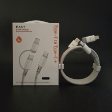 高质量PD60w二合一编织边充边用Type-C一拖二超快充电数据线盒装