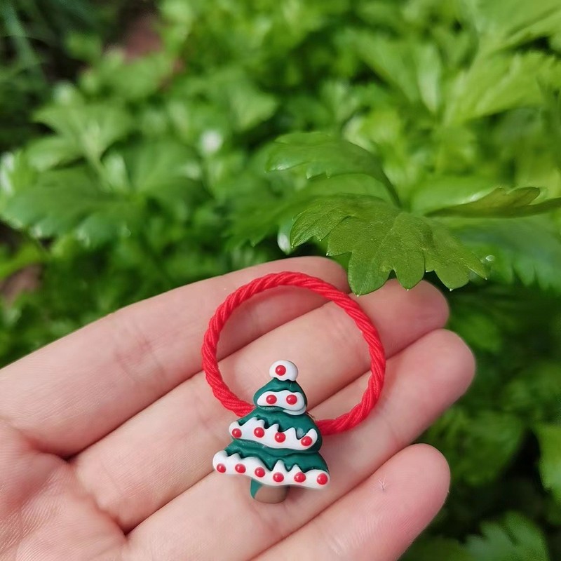2023クリスマスの子供の皮筋サンタの髪輪樹脂王女の髪ひもの皮筋髪ひもクリスマスプレゼント|undefined