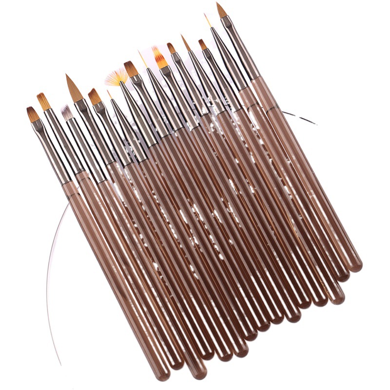 Japanese Manicure Tool Brush Set Plastic Rod 15 Manicure Crystal Pen Poke Pen Sweep Pen Spot Wholesale