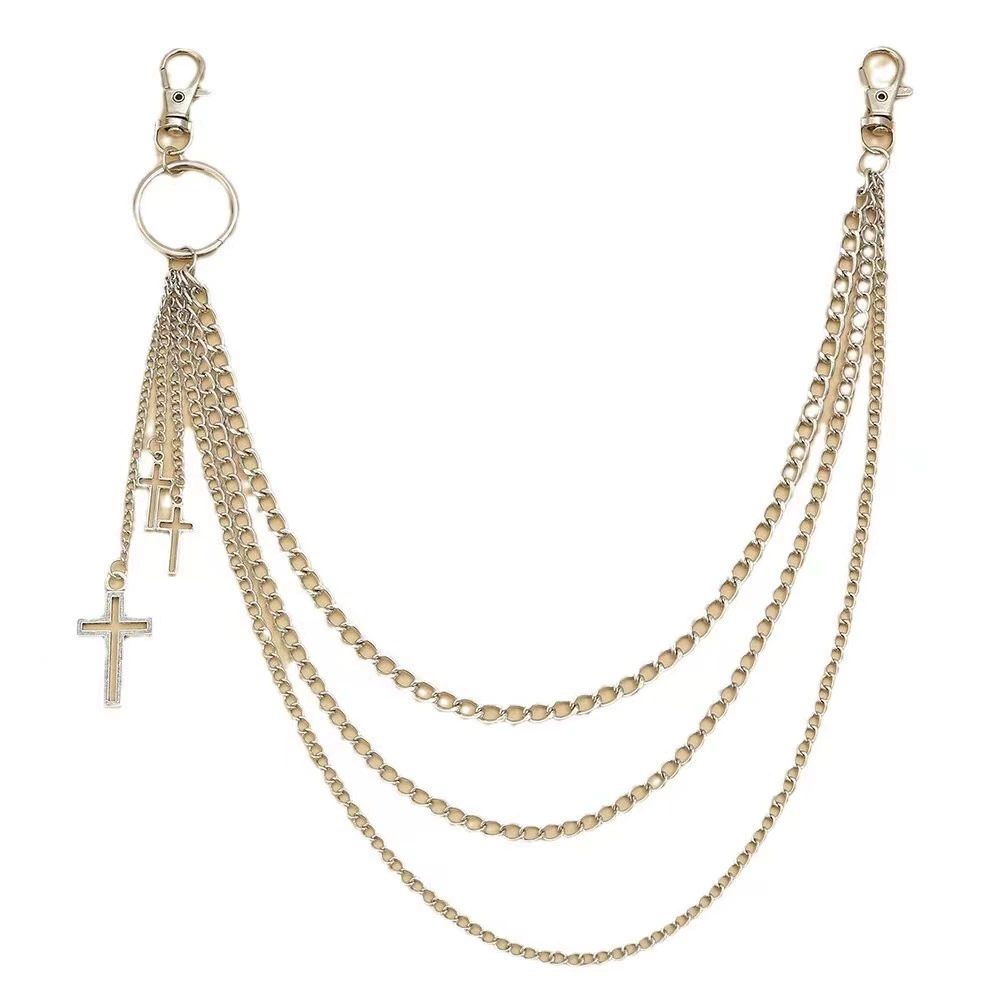 ЮжнаяKорея INS Harajuku персонализированный Street Biddi Cross - брючная цепь Wild Double Lims Chain Мужчины и Женщины одинаковые