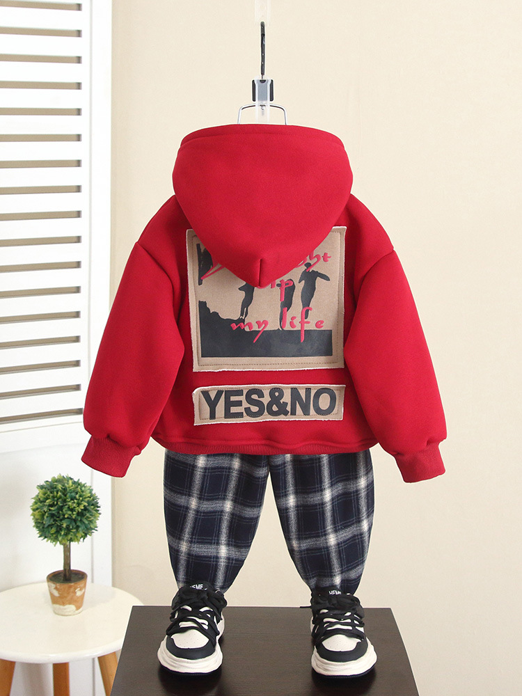 6494 traje de suéter para niños más terciopelo engrosamiento ropa de invierno para niños 2025 otoño e invierno nuevo suéter de bebé de dos piezas