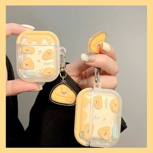 Apple, brand compatible headphones, cream yellow cartoon protective case, pro3