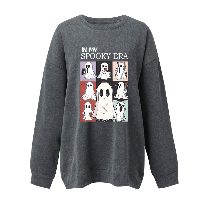 Women Sweatshirtss Halloween Cute Ghost Pattern Long Sleeve Sweater Horror Fall Pullover Tops