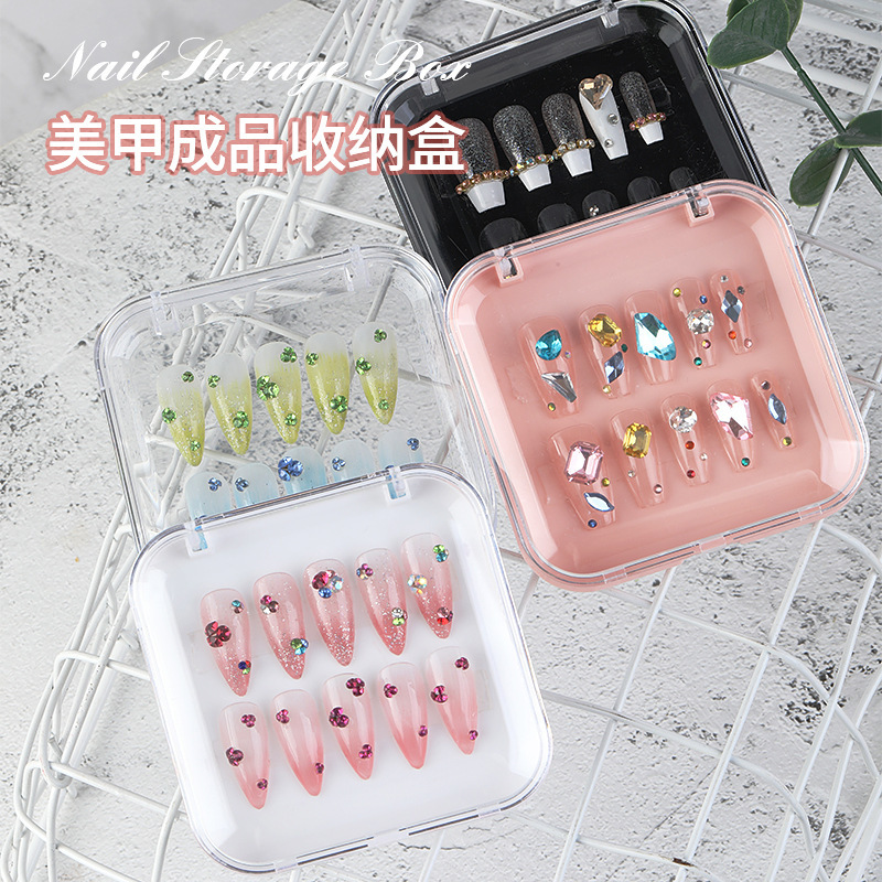 Transparent wearable storage box dust-proof box high permeability nail art false nail finished work storage Display Box Wholesale