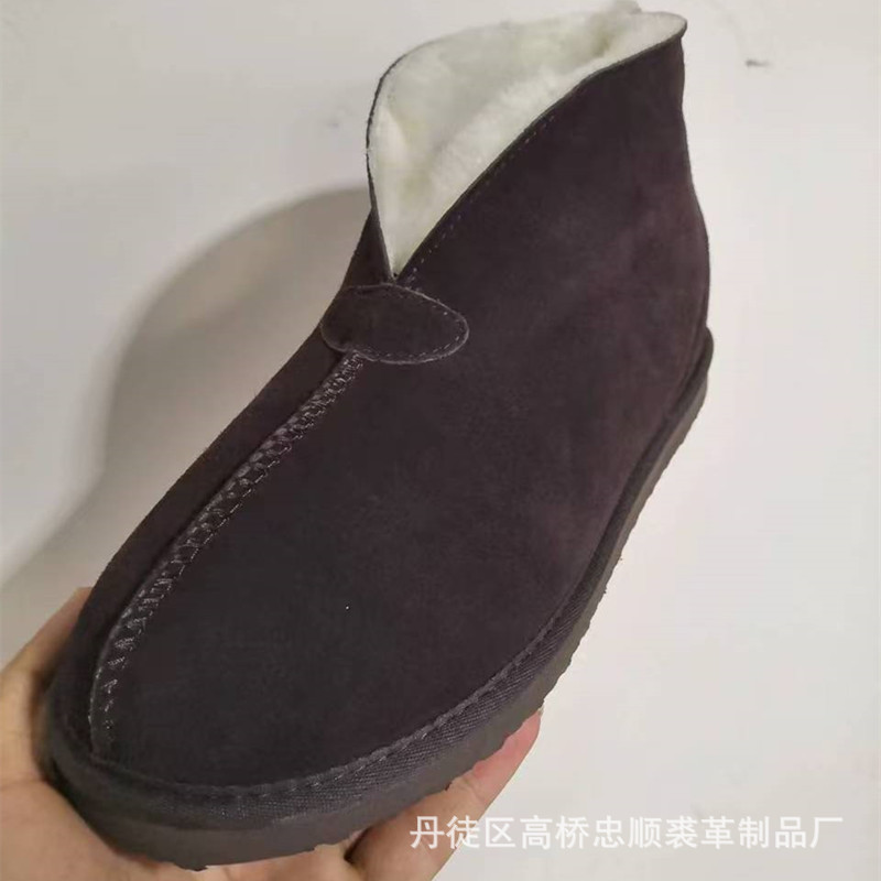 2025新款跨境经典老棉鞋真皮羊毛雪地靴男女低筒翻毛保暖冬靴定制