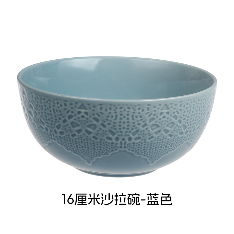 Relieve suave y fácil de limpiar estilo nórdico minimalista elegante romántico encaje cubiertos de cerámica set