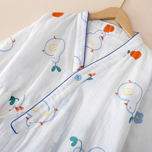 月子服夏季薄款纯棉双层纱布日系和服家居服套装春秋产后哺乳睡衣