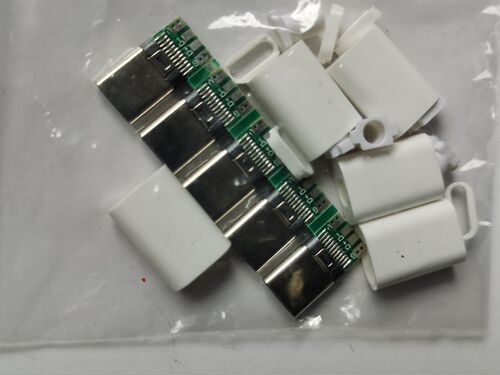 USB 3.1 C-Type Connector with PCB Board, Soldered USB 3.1C Plug, Black Housing