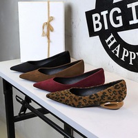 8302 French retro pointed suede low heeled shoes with shallow hollowed out heels for foot repair, single shoes for daily versatile and elegant women's shoes
