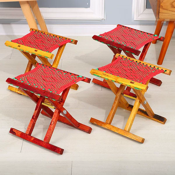 Factory supply red paint solid wood folding Maza outdoor portable Maza outdoor fishing stool folding Maza wholesale