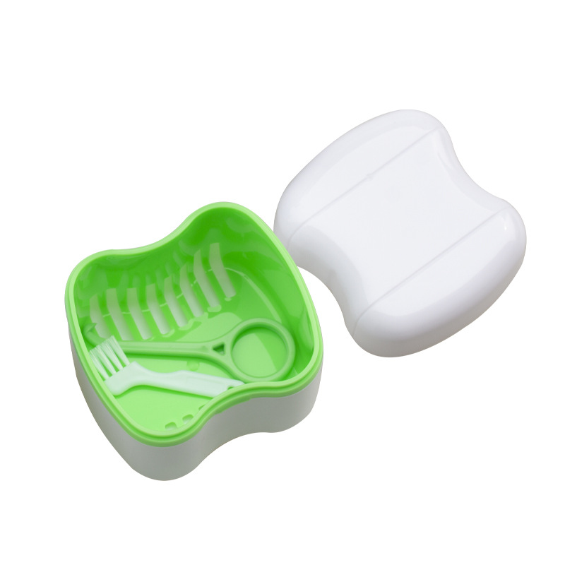 Caja de almacenamiento de limpieza de dientes dentados de doble capa de estilo europeo con pantalla de filtro, cepillo de extracción de brackets