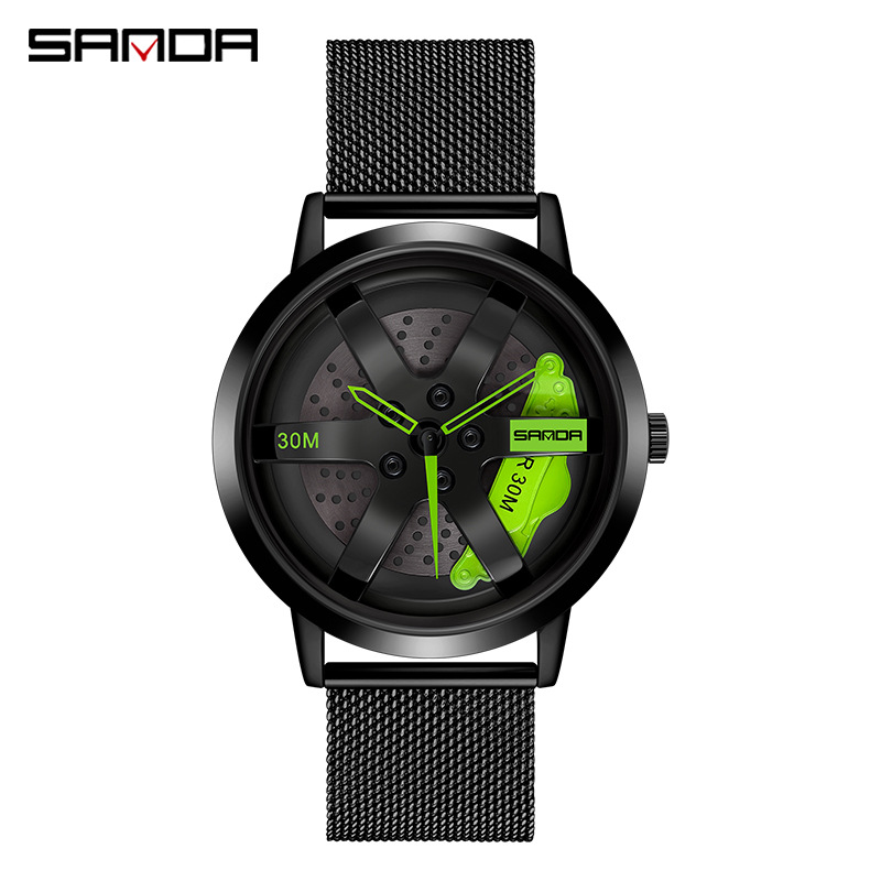 1075 메쉬 벨트 검정색과 녹색