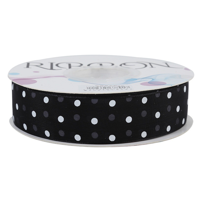 2,5 cm Polka Dot hilo transparente impresión cinta flores floral caja de regalo embalaje con puntos organza fábrica al por mayor