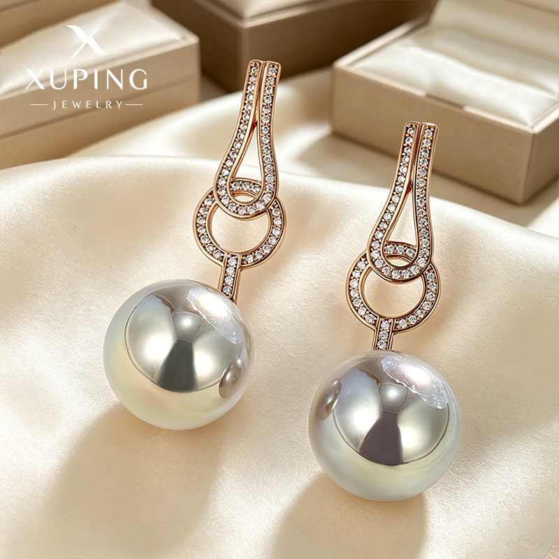 Xuping aleación de cobre galvanizado sirena princess imitación de perlas pendientes de verano de alto nivel nicho ligero de lujo pendientes de orejas mujeres