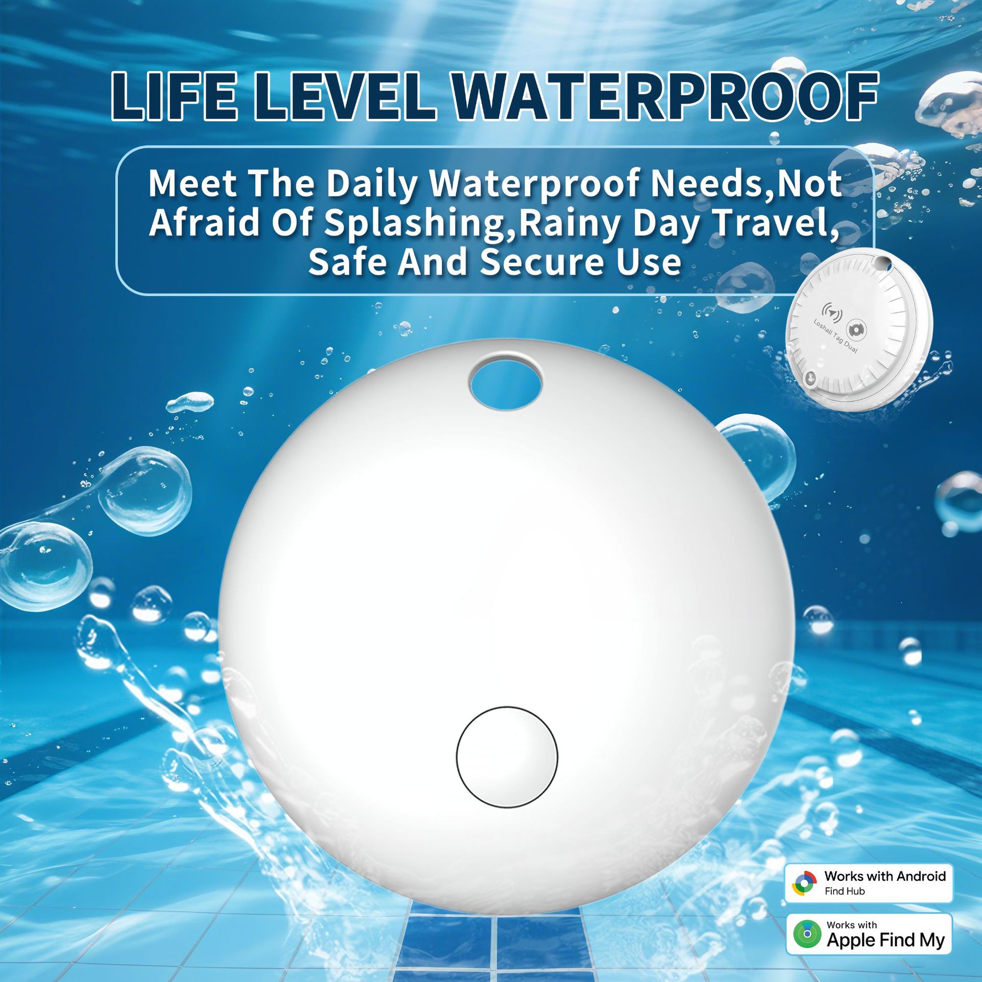 Redondo iOS sistema Android GPS universal para Apple Google artículos rastreador de pérdida de mascotas