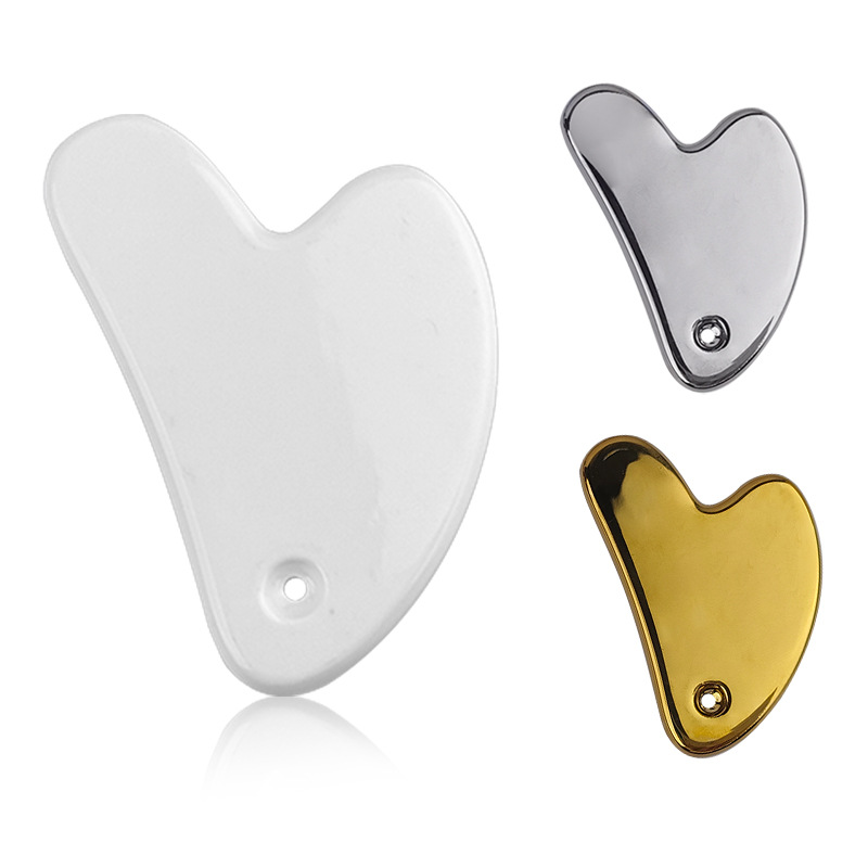 新品心形陶瓷刮痧板现货面部guasha专用脸部提拉美容陶瓷刮痧片