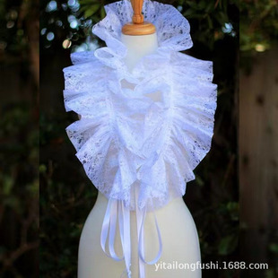 New ruffled lace pleated adjustable collar women's French stand collar pleated multifunctional fake collar foreign trade shawl