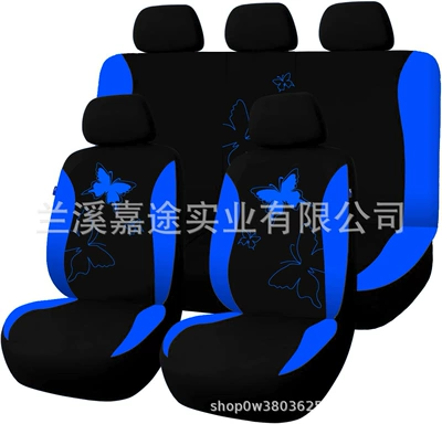 cover cushion foreign trade cross-border, Universal seat cover - offset-printed-butterfly-5-seater-9-piece-set-blue-universal-size
