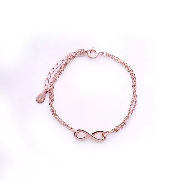 S925 Sterling Silver Bracelet for Women, Korean Style, Personalized, Fashionable, Simple Bracelet, Elegant Geometric Figure-Eight Design Silver Bracelet