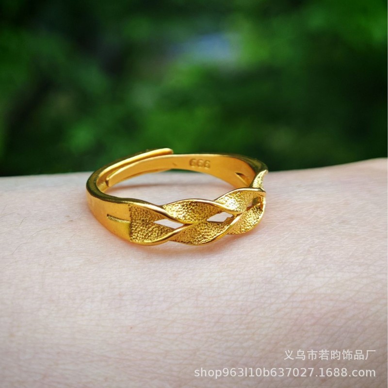 女性用模造ベトナムサンドゴールドリング、女性用ラブカーフラワーリング、開口部調整可能、ライブブロードキャストギフト卸売|undefined