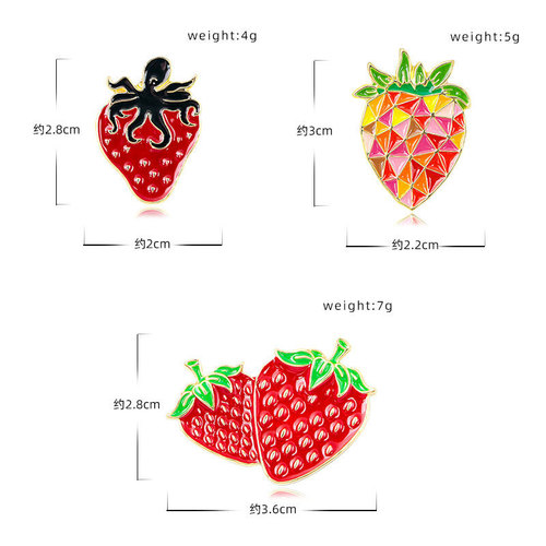 Sweet Strawberry Creative Brooch Original Fruit Badge Bag Hat Ornament Badge Accessory Corsage Collar Pin Trendy