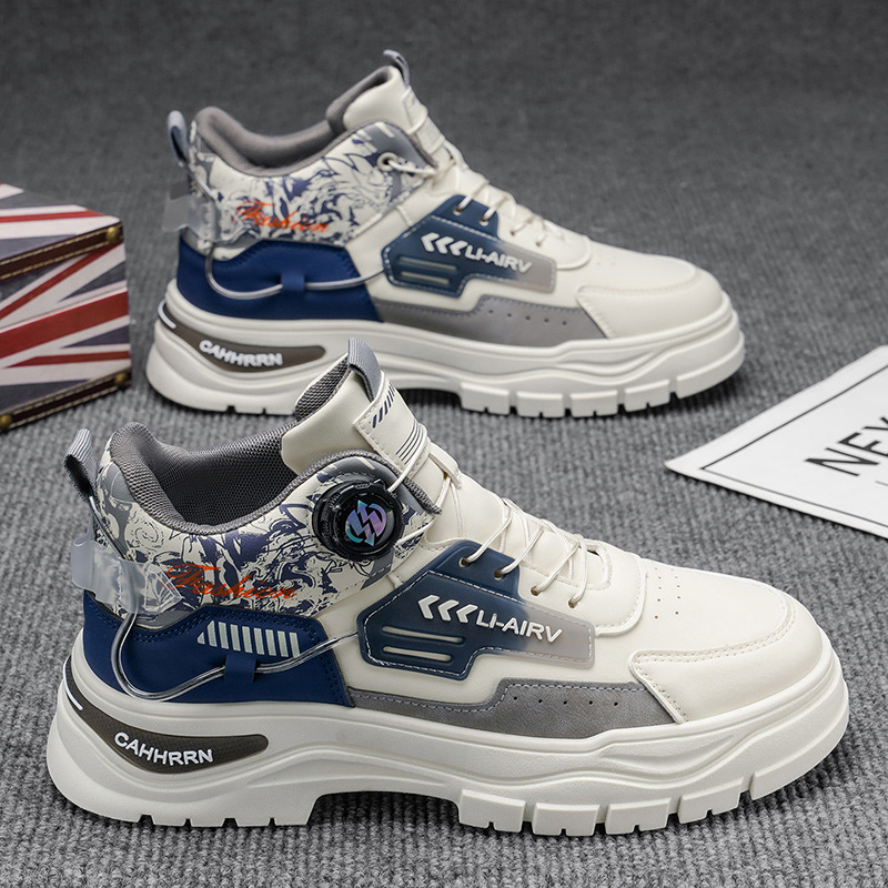 Zapatos de hombre de invierno juvenil impermeable, desgaste, antideslizante, herramientas casuales con botón giratorio, botas Martin