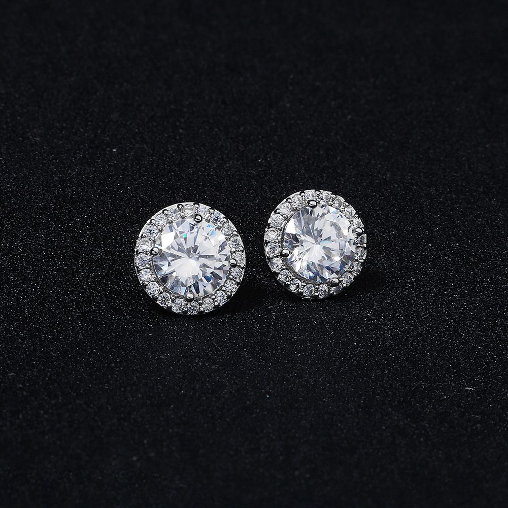Korean style simple zircon circle earrings