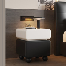 中古奶油风实木烤漆床头柜意式极简小户型轻奢高级感卧室储物柜子