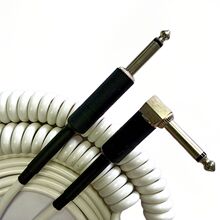 哑光白色电吉他降噪线 DC6.35拉伸弹簧乐器屏蔽线贝斯音响音频线