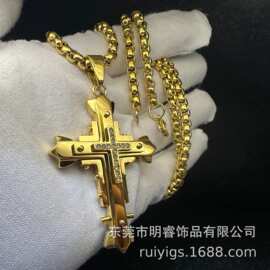 跨境亚马逊货源 大多钉头暗黑骑士时尚潮流项链 欧美 钛钢饰品项
