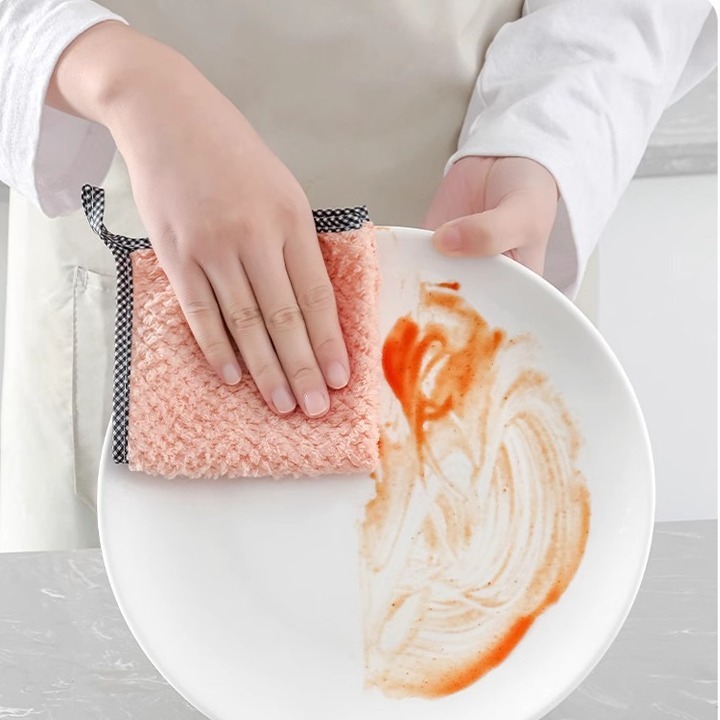 掛け式は毛を落とさない吸水の小さい方のタオルのサンゴの絨毯のパイナップルの格の雑巾の台所の専用の清潔な食器洗いの布を拭きます。|undefined