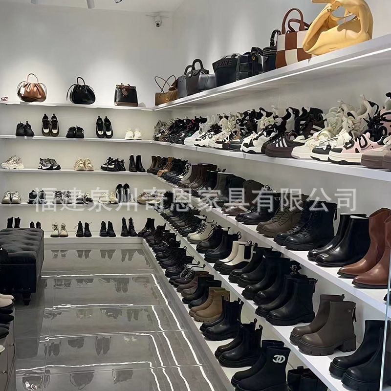 Wall Shoe Rack Display Rack One-Line Partition Self-Service Shoe Store Shelf Men's and Women's Shoe Store Shelf Bag Rack Painted Board