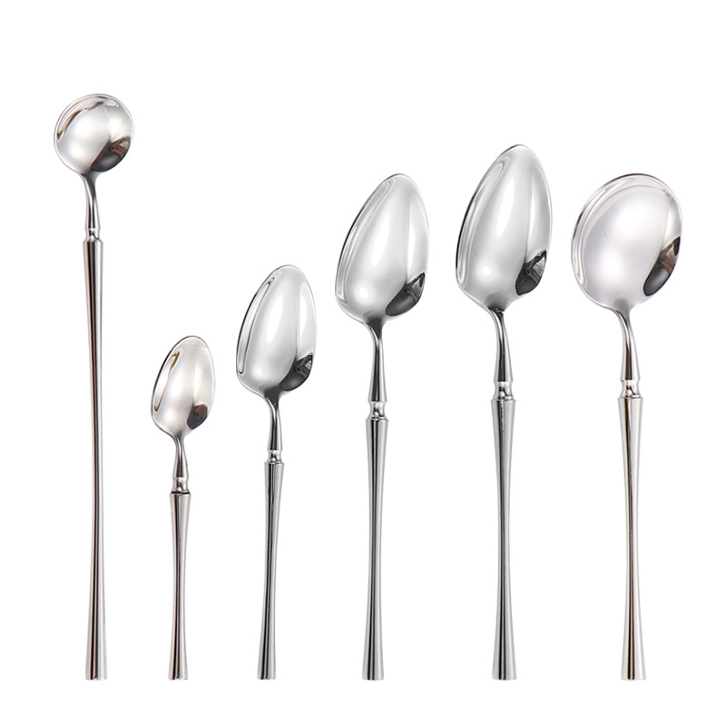 304 cubiertos de acero inoxidable estilo grueso pequeño cintura carne cuchillo tenedor cuchara postre café tenedor tenedor de fruta tenedor