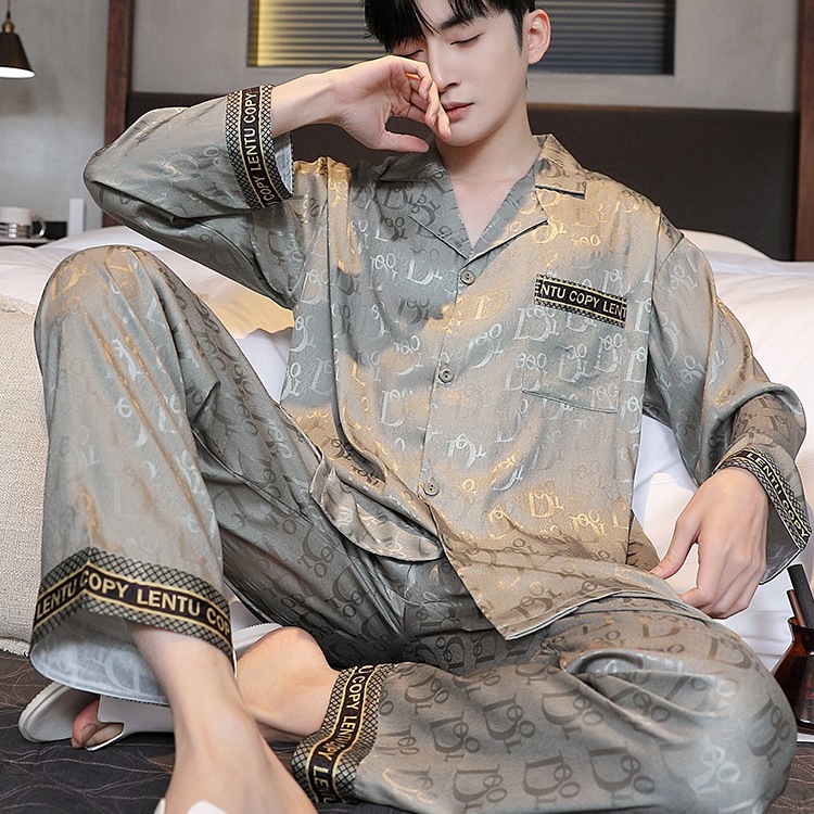 Pajamas for Men Spring & Fall 2025 New Ice Silk Men's Summer Silk Youth Large Size Thin Home Wear Set