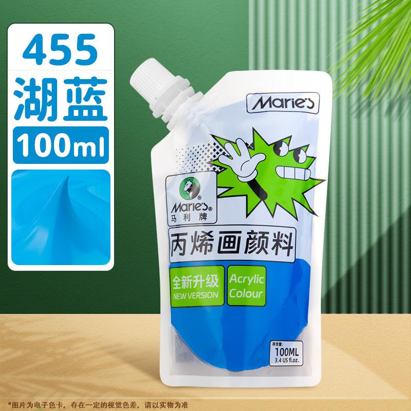 Pintura acrílica Marley en bolsa, paquete de recarga de 100 ml, juego de acrílico sin formaldehído para estudiantes de arte, graffiti, resistente al agua