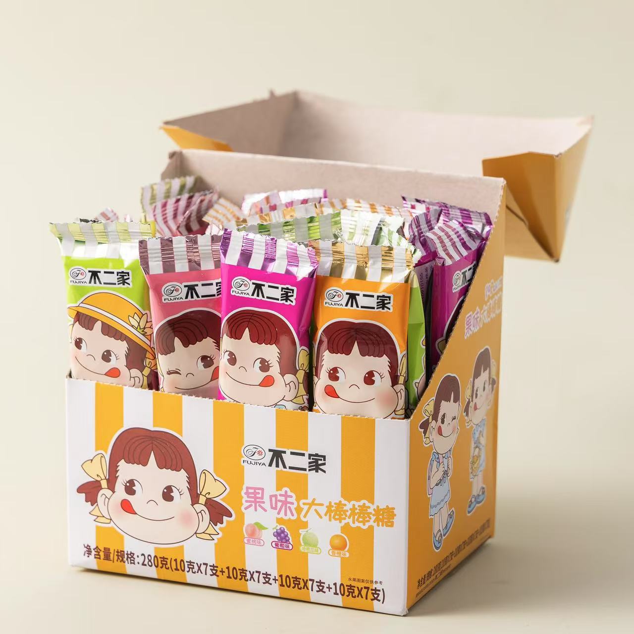 不二家大棒棒糖多口味混合盒装宝宝生日满月伴手喜糖儿童解馋零食